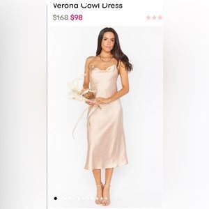 Show Me Your Mumu Verona Cowl Dress Midi Champagne Luxe Satin Bridesmaid XS